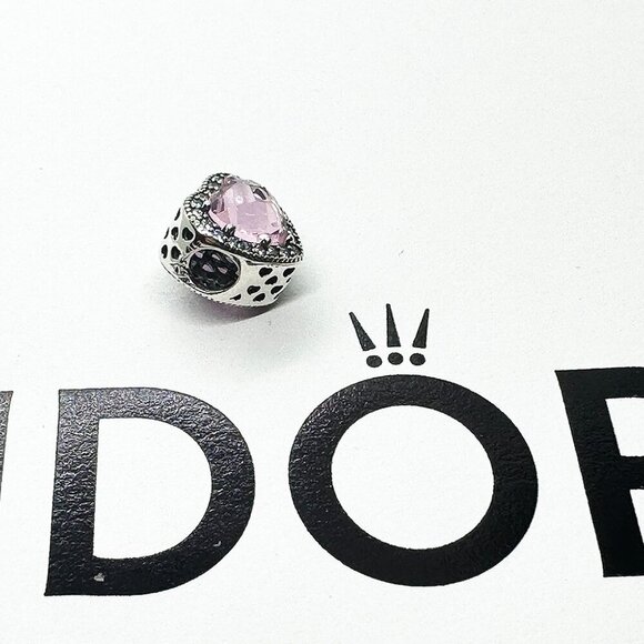 Pandora Openwork Hearts Crystal Charms 925 Sterling Silver with Beads PINK - Picture 3 of 4
